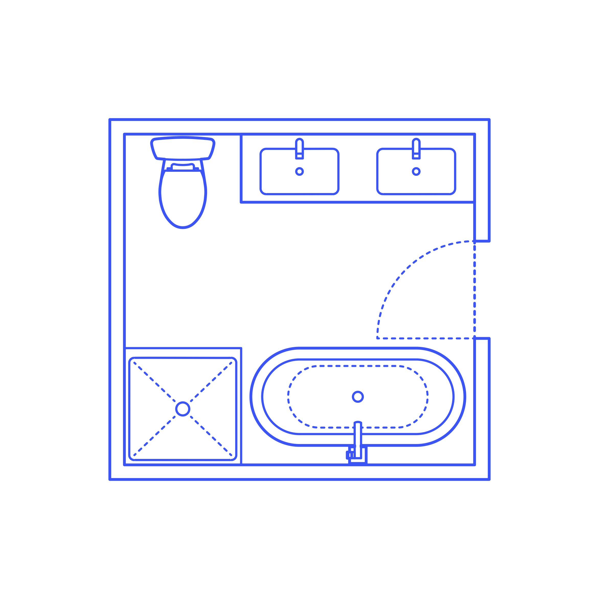 Layouts Bathrooms Primary Luxury 2 Wall Facing Black And White Svg Vector Free Vectors
